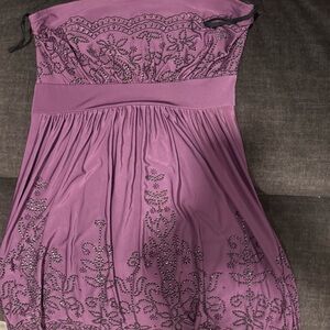 Body Central Strapless Purple Embroidered Top